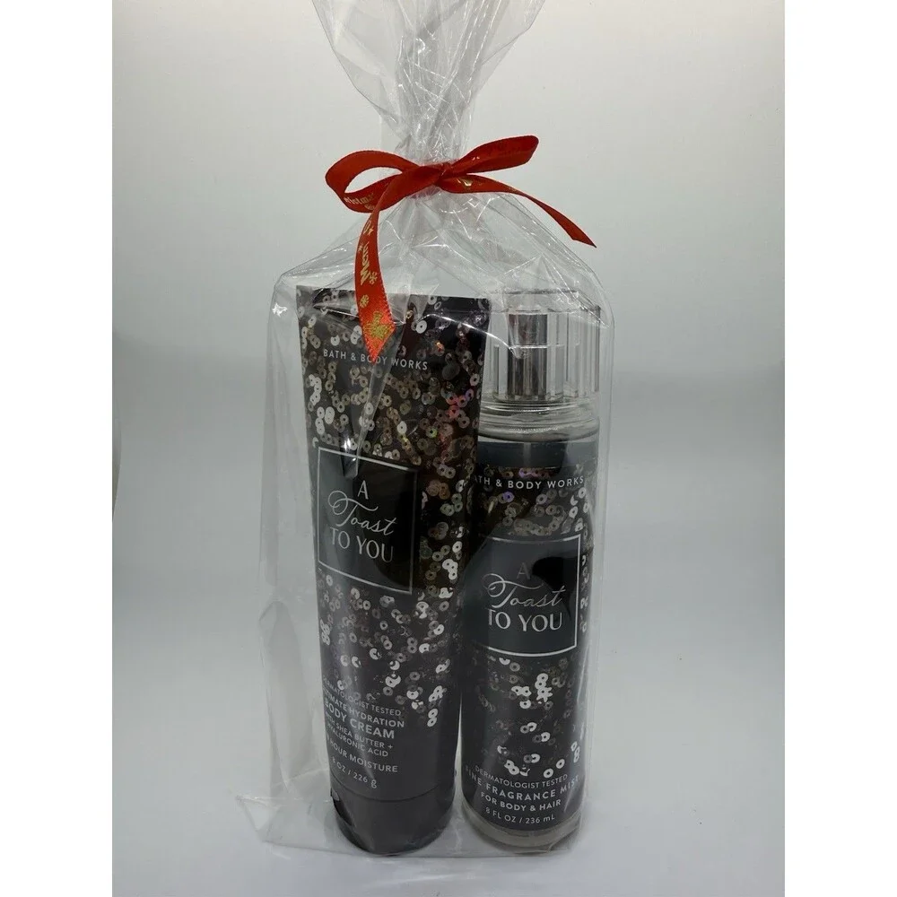 2‎ PCS BATH & BODY WORKS A TOAST TO YOU FRAGRANCE MIST 8FLOZ & BODY CREAM 8FLOZ